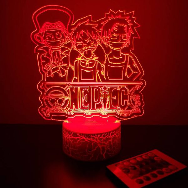 Φωτιστικό Plexiglass LED RGB One Piece Luffy Sabo Ace