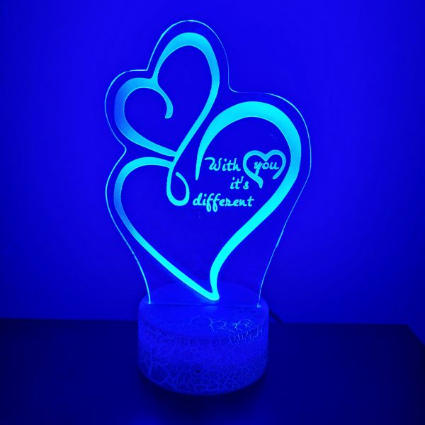 Φωτιστικό Plexiglass LED RGB ΚΑΡΔΙΑ With you it's different